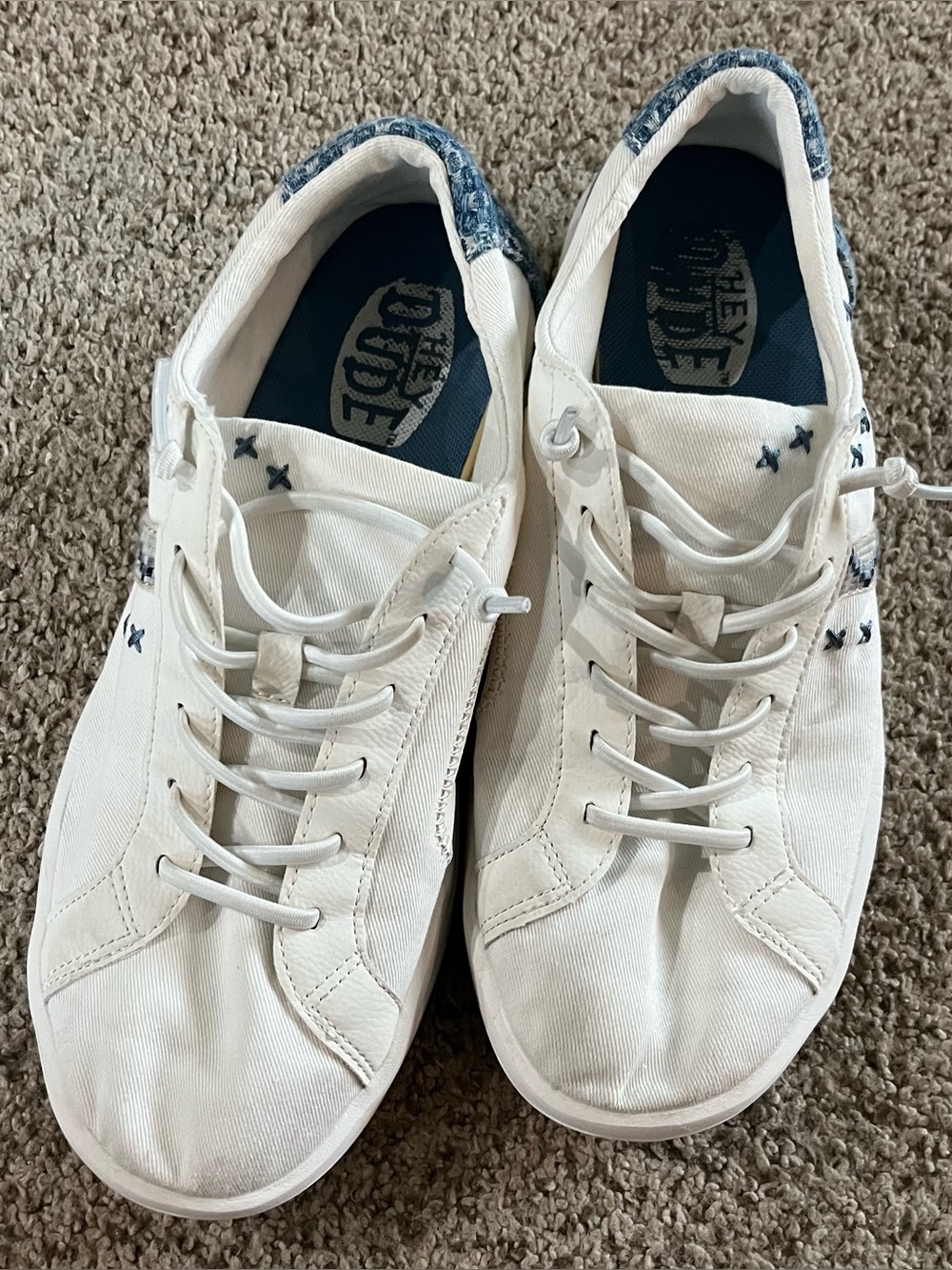 Hey Dude Karina Boho Women’s White and Blue Casual Canvas Sneakers